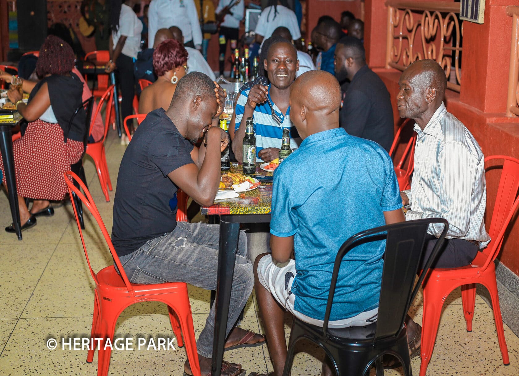 Food being served to guests in the evening at Heritage Park Arua
