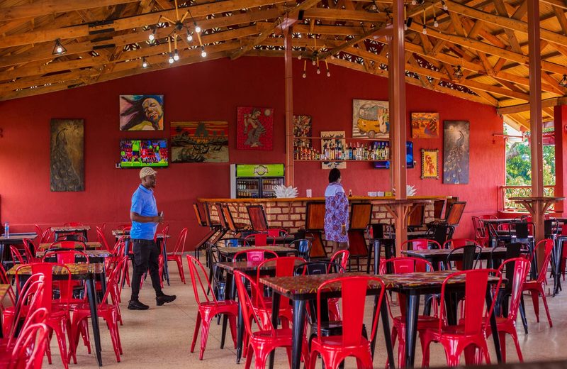 The rooftop bar at Heritage Hotels Arua at dusk